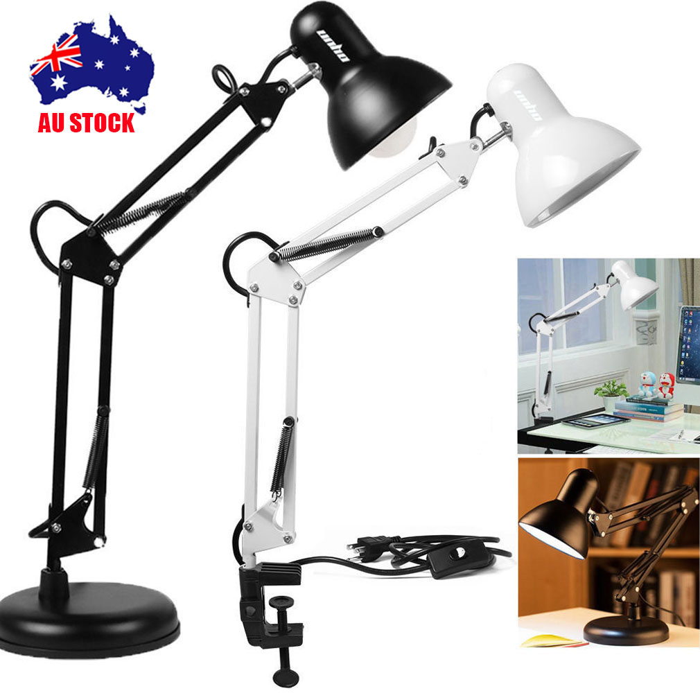 Super Bright Swing Arm Desk Lamp Clamp on Table Light with Metal Clip